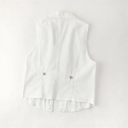 Women's Denim Vest 2025 New Ladies White Jean Jacket Fashion Waistcoat Summer Vest Coat Outwear S-5XL