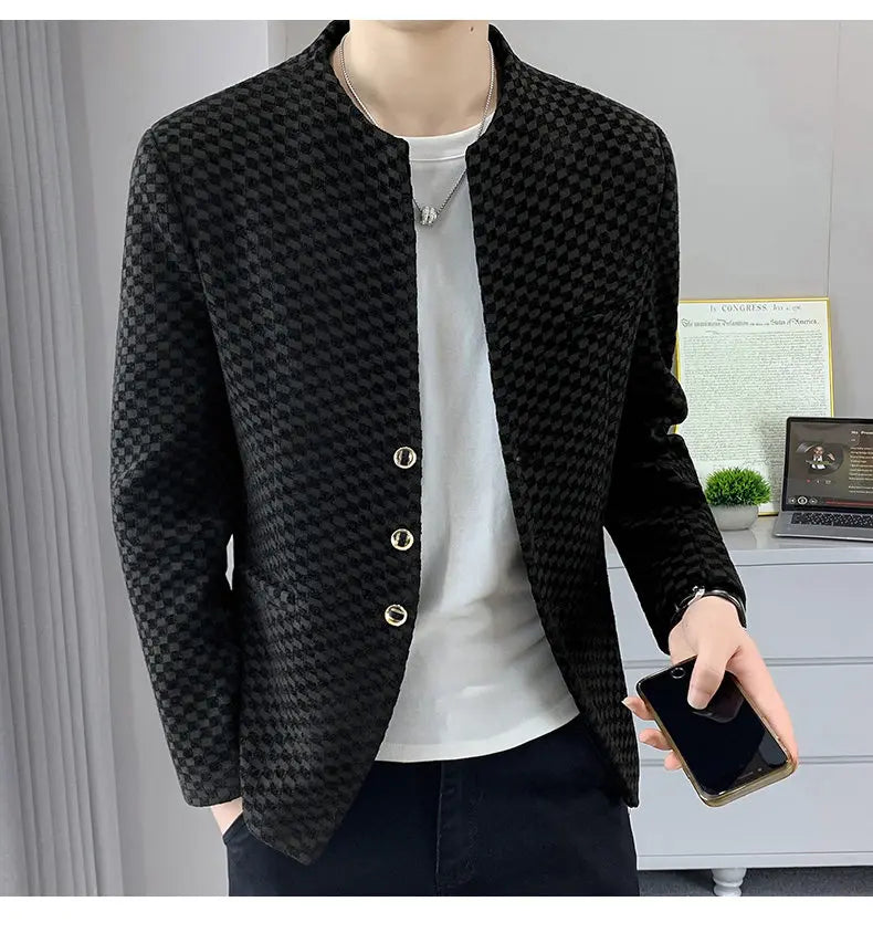 Blazer Fashionable Outdoor Travel Trend Gentleman Youthful Wedding Versatile Host Casual Korean Style Checkered Men's Blazer
