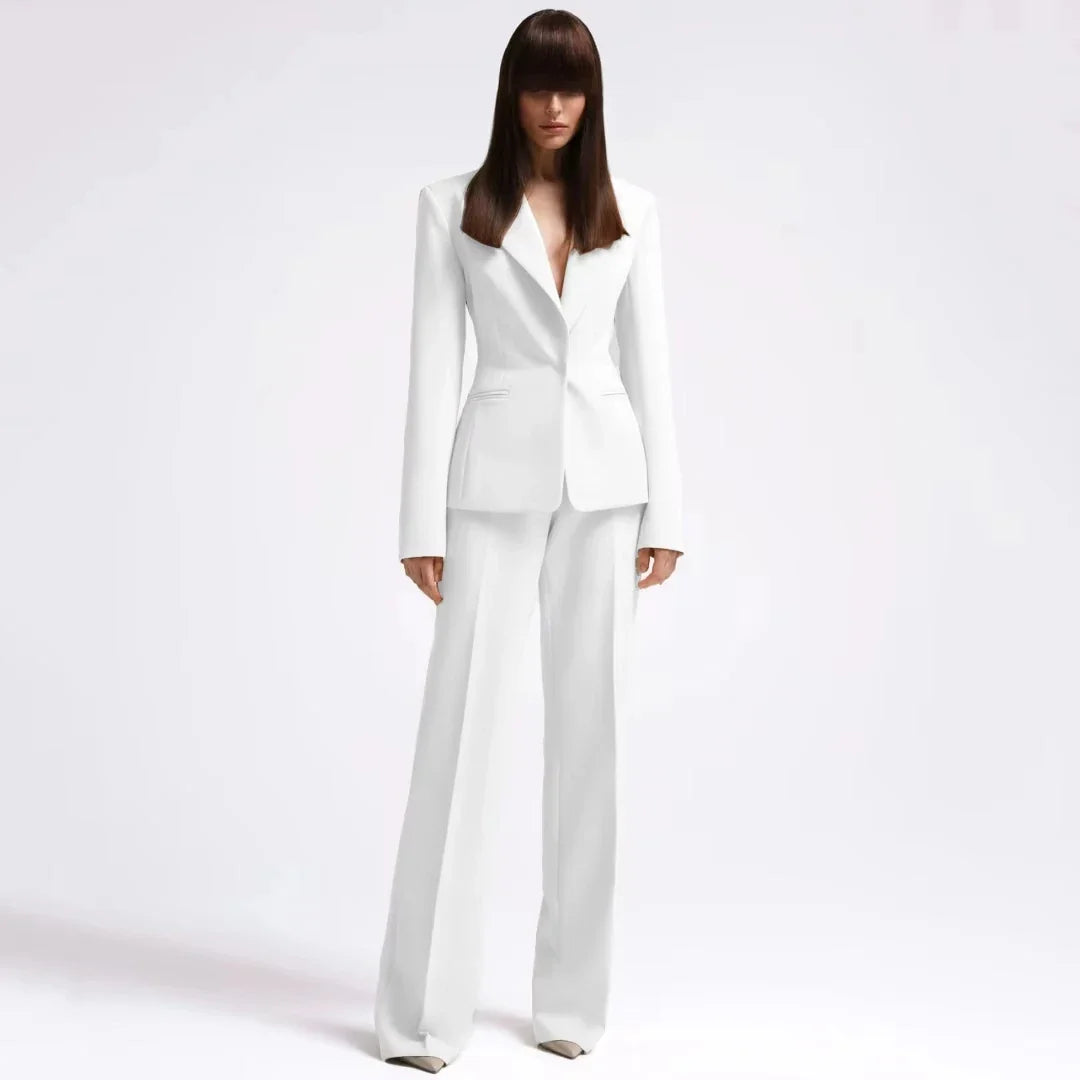 Women Suit 2 Pieces Red With Lapel Single Button For Wedding Party Business Work Daily Commute Casual Shopping Blazer And Pant