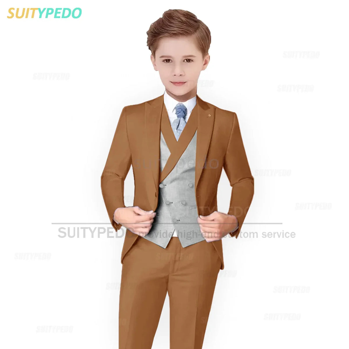 Big Boys Suit Sets Fashion Prom Elegant Blazer Vest Pants 3 Pieces Child Party Formal Outfits Luxury Flower Kids Wedding Tuxedos