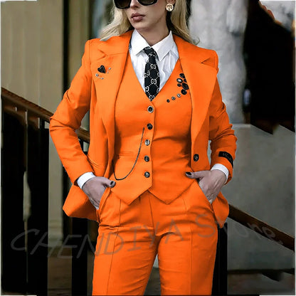 Modish Notched Lapel Women Suit Slim Fitted Solid Costume Custom Made Professional Single Breasted Lady Sets Full Outfits