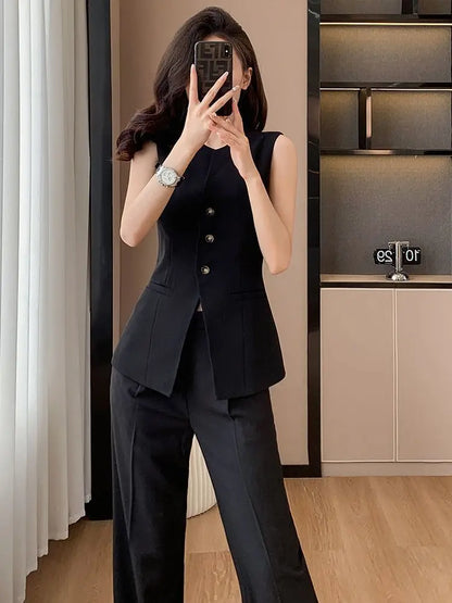 2025 New High-end Women's Spring and Summer Elegant Sleeveless Suit Vest Top