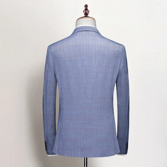 High-end Wedding Suit Autumn (Suit + Vest + Trousers) Men's Fashion All Match Handsome Trend Slim Dress Striped Three-piece Set