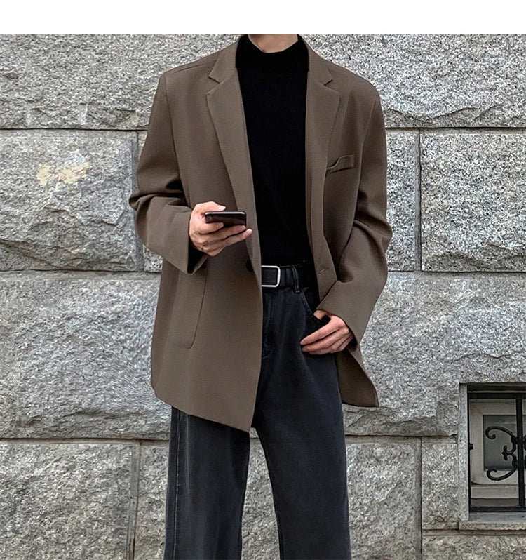 Blazers Men Casual Loose Suit Jackets Male Korean Leisure Daily Streetwear All-match Simple Suit-tops  blazer mascullino