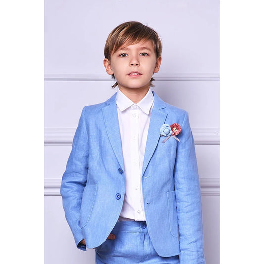 Linen Boy Suits Summer Single Breasted Notch Lapel Sets for Wedding Party Homecoming Casual Sport Formal Children's Clothing
