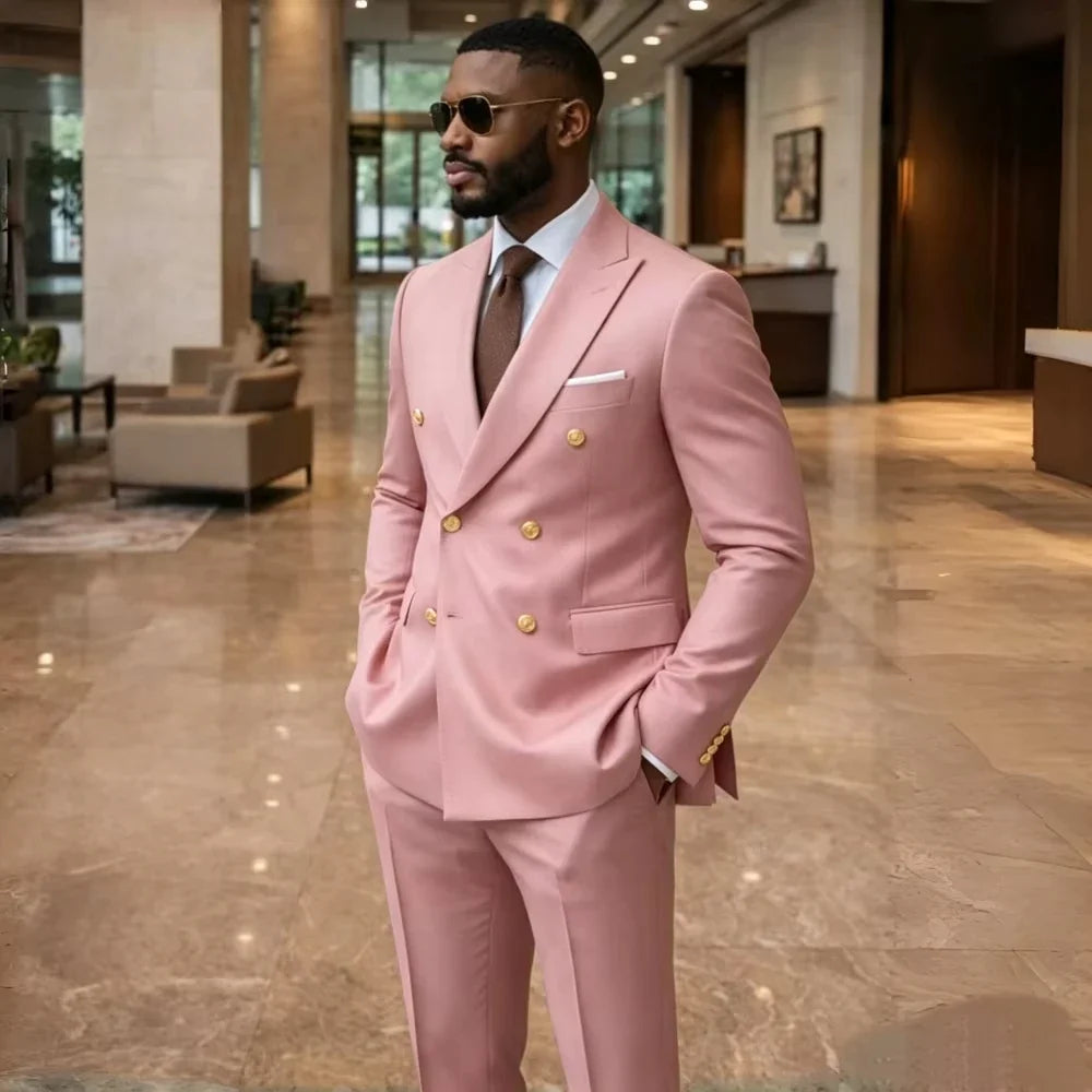 Costumes formels croisés pour hommes invités 2 pièces costume de mariage slim fit ensemble blazer pantalon à la mode pour fête banquet bal de promo