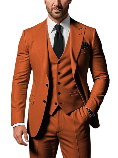 Elegant Slim Fit 3 Piece Wedding Suits for Men Best Man Groom Tuxedos Smart Casual Prom Business Office Blazer Set Costume Homme