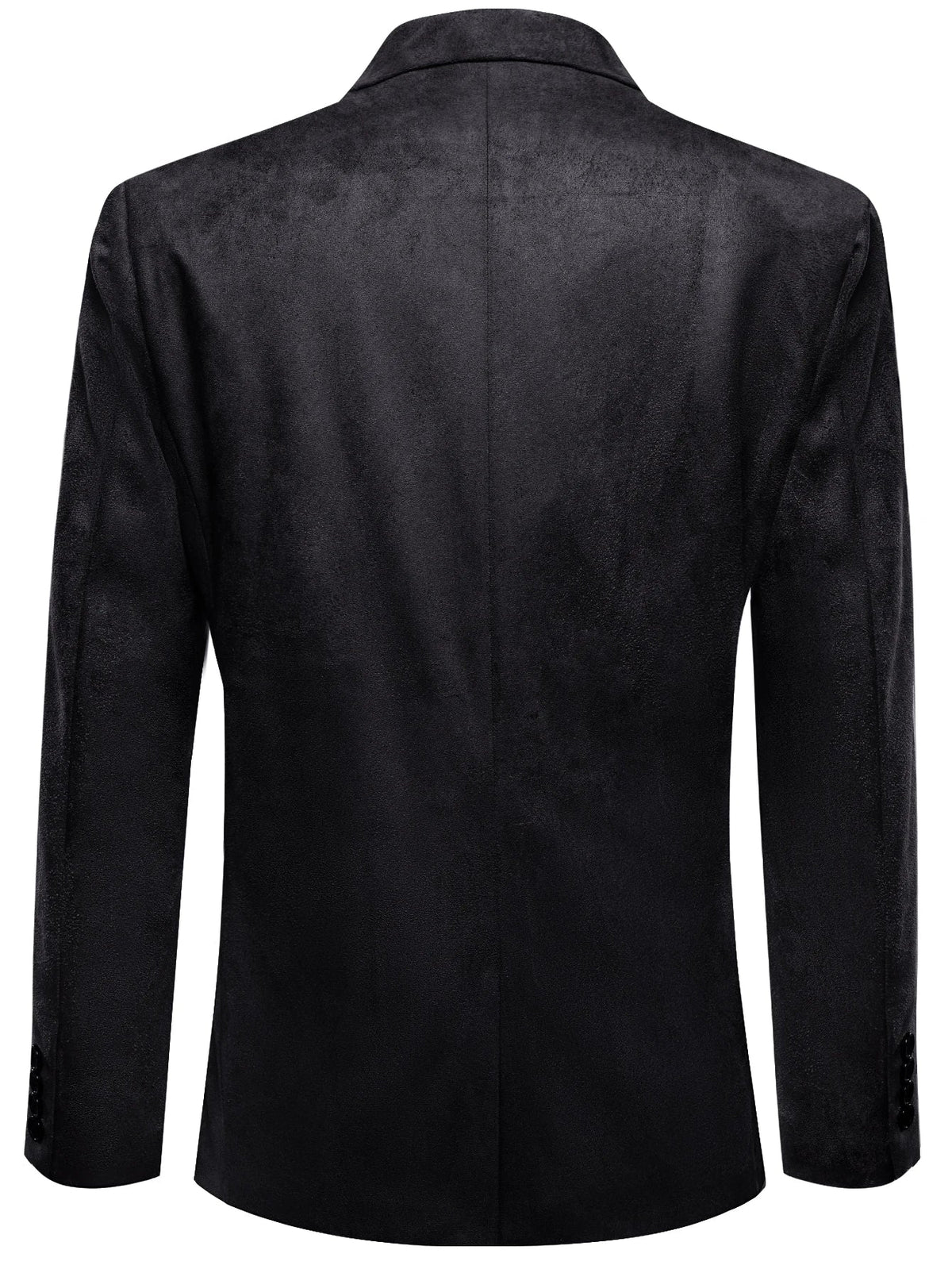 Black Faux Suede Men Single Suit Jacket, Two Button Notched Collar Casual Blazer Business Party Sport Coat
