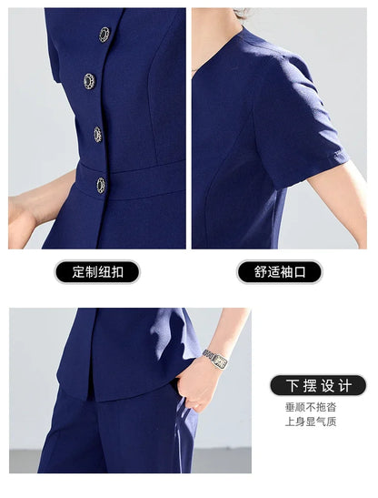 Elegant fashionable professional women's wear,  two-piece short-sleeved blazer+pants. New arrival for spring summer 2026