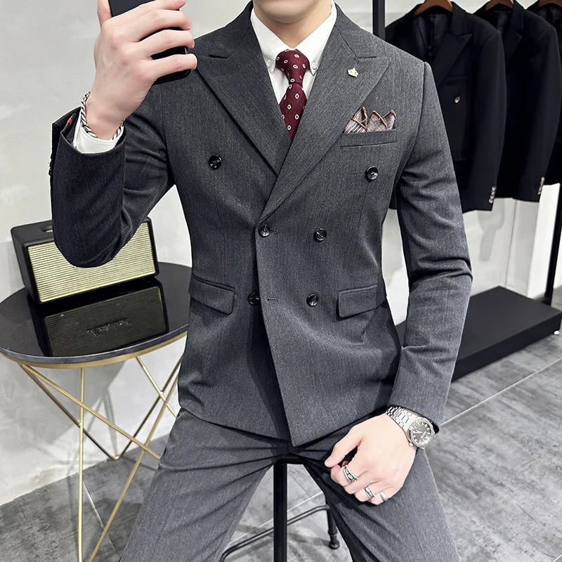 Men's 3-Piece Formal Suit Slim Fit Blazer Vest Pants for Wedding Business Smart Casual