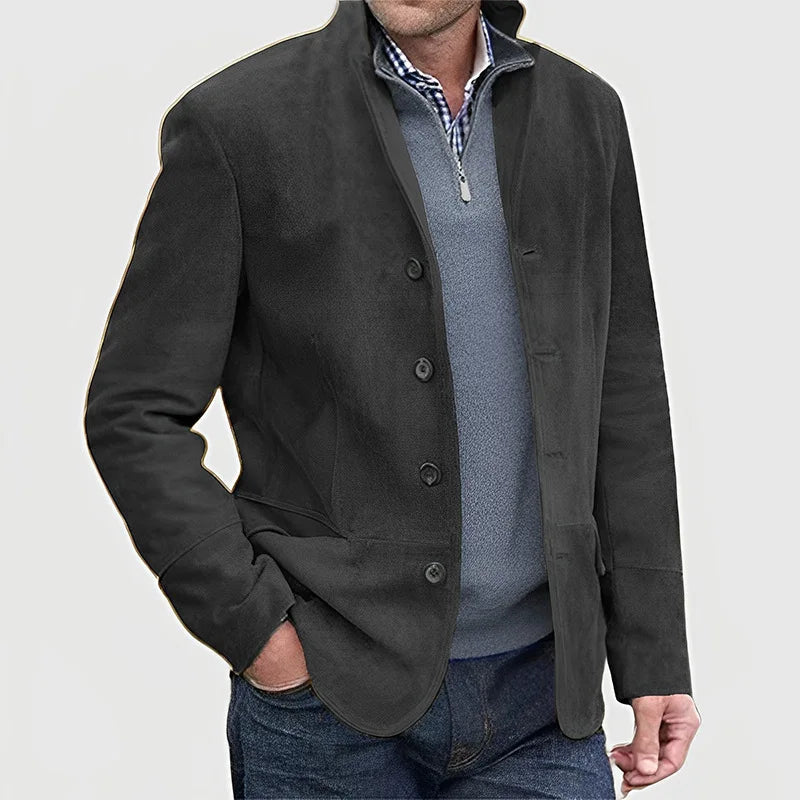Fall Winter Men's Casual Lapel Coat Vintage Style Cross-Border Fashion Outerwear Straight Hemline Long Sleeve Adult Winter Coat