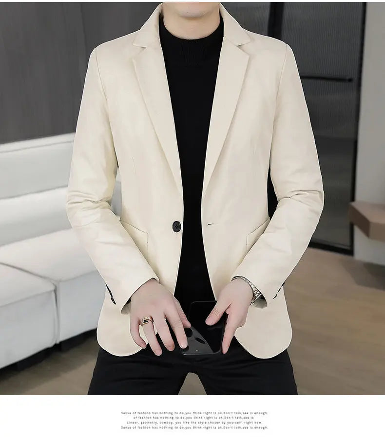 Blazer Men's Business Gentleman Wedding Fashion Best Man Solid Color Slim Fit Casual Mink Velvet with Cotton Thickened Blazer