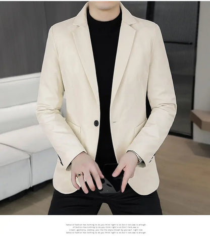 Blazer Men's Business Gentleman Wedding Fashion Best Man Solid Color Slim Fit Casual Mink Velvet with Cotton Thickened Blazer