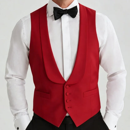 Men's Formal Vest Single Button Lapel Waistcoat for Wedding Banquet and Business