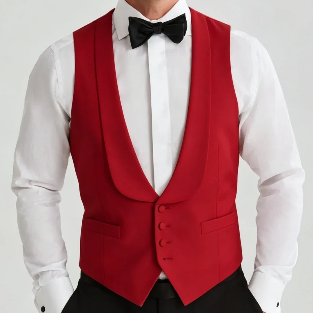 Men's Formal Vest Single Button Lapel Waistcoat for Wedding Banquet and Business