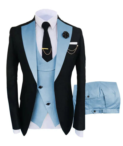 Slim Fit Men Wedding Suits Slim Fit Business Suits Groom Black Tuxedos for Formal Wedding Suits Jacket Pant Vest 3 Pieces
