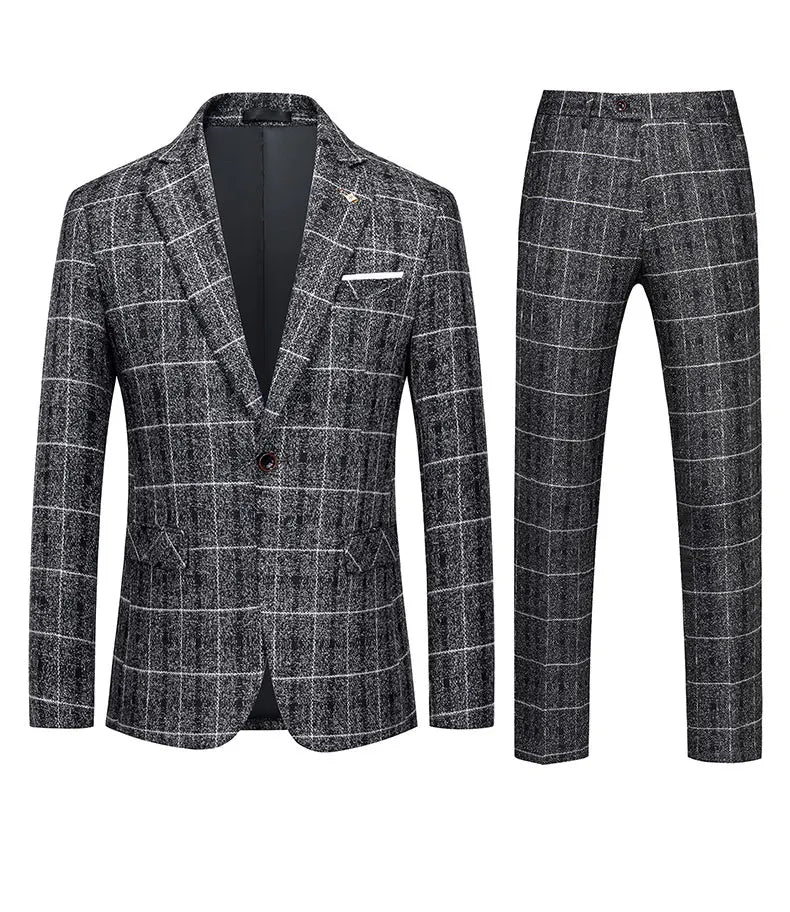 Men's 2025 Three-piece Suit Set One Button Fashion Wedding Business Casual Work Formal Vest Trousers M-5XL