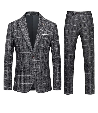 Men's 2025 Three-piece Suit Set One Button Fashion Wedding Business Casual Work Formal Vest Trousers M-5XL