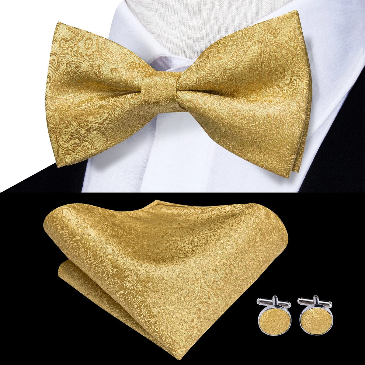 Men's Suit Vest Set – Broadcloth Waistcoat with Tie, Bowtie, Hanky & Cufflinks for Weddings & Office