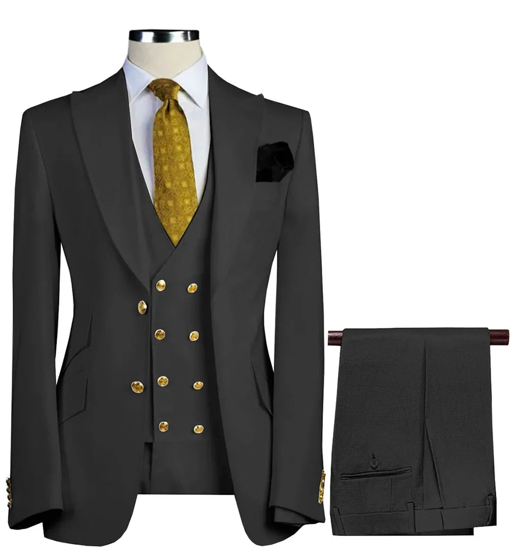  Men Suit 3 Pieces Beige With Lapel Solid For Business Banquet Wedding Groom Daily Tuxedo Office Suit Jacket Vest With Pants