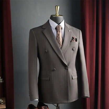 Man Suit Coat Double-breasted Long Sleeve Men Outerwear Slim Simple Solid Long Sleeve Comfortable Wedding Business Male Blazer