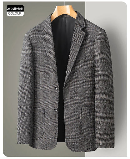 Men's Casual Loose Fit Blazer 13 Colors All-Season Plaid Suit Jacket for Men
