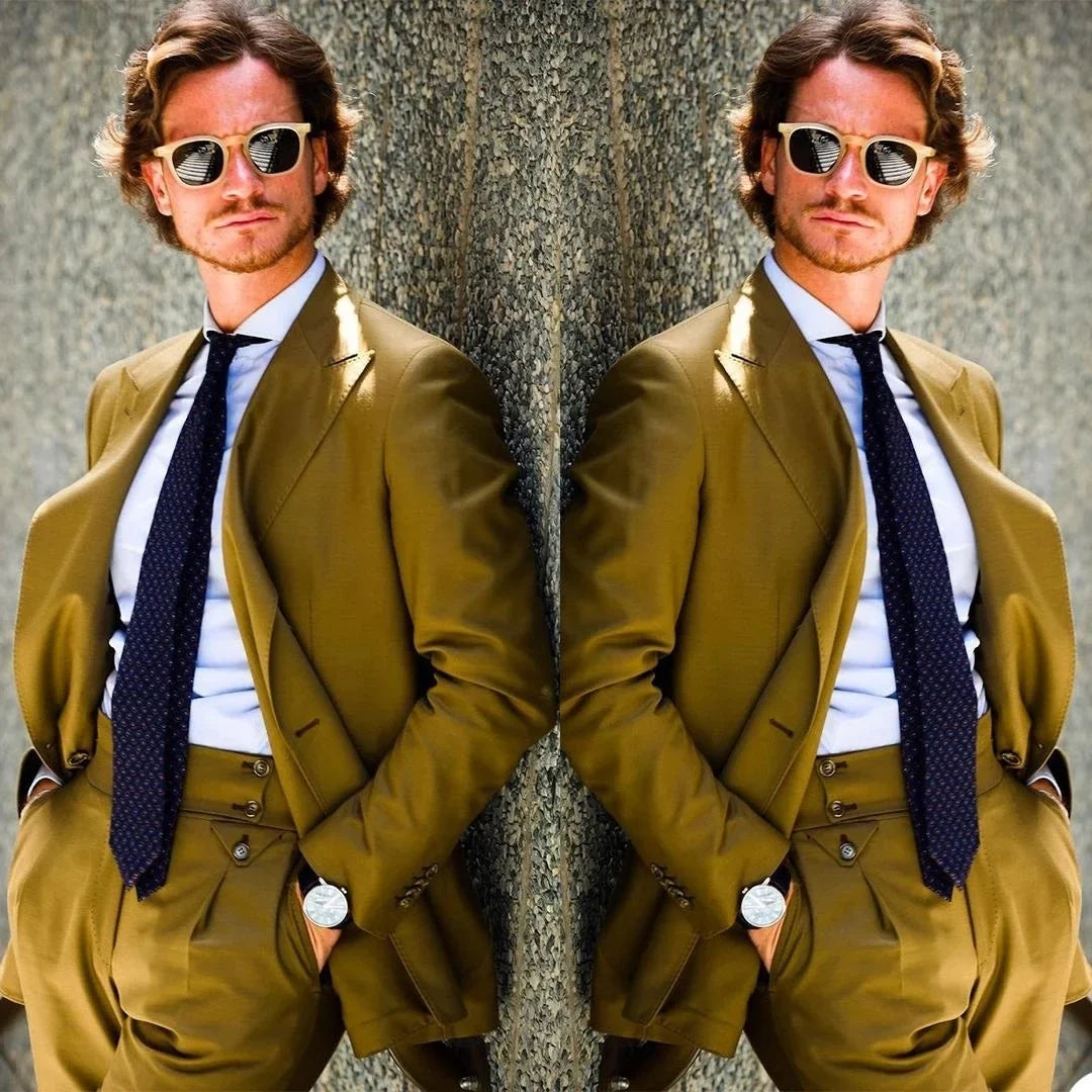 New Fashion 2022 Peak Lapel Costume Homme Mens Suits 2 Pcs Grooms Wedding Tuxedos Terno Masculino Slim Fit Prom Jacket+Pant