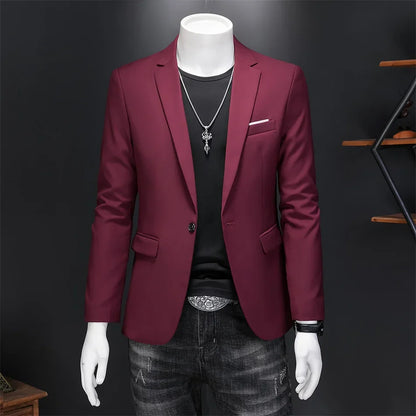Men's Slim Fit Single-Breasted Blazer for Business Casual and Wedding Occasions