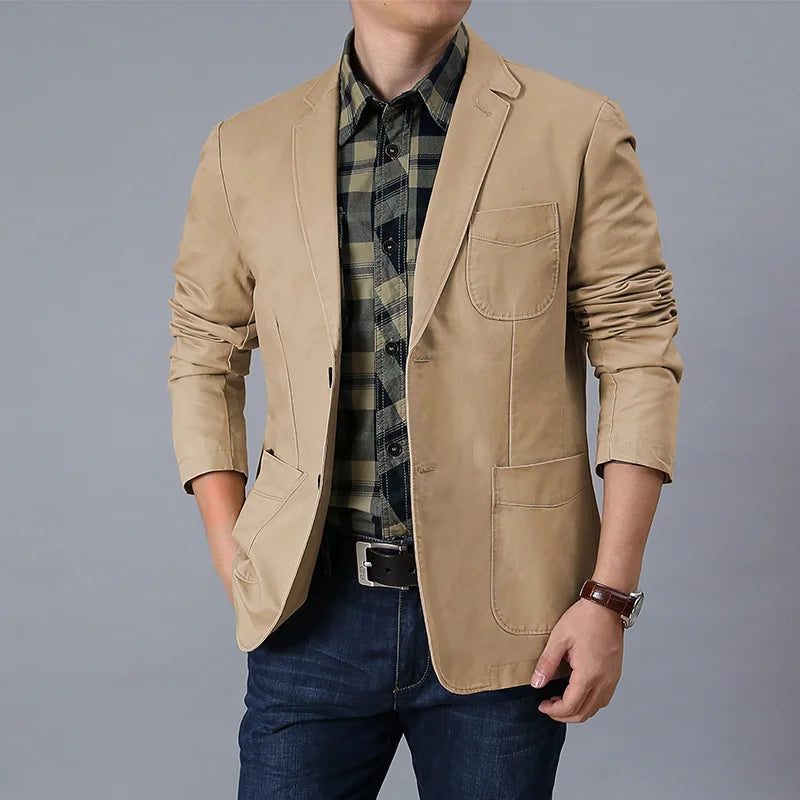 High Quality Men's Blazer Oversized Suit Jackets 5XL Pure Cotton Streetwear Casual Jacket Men Clothing Black Blazers