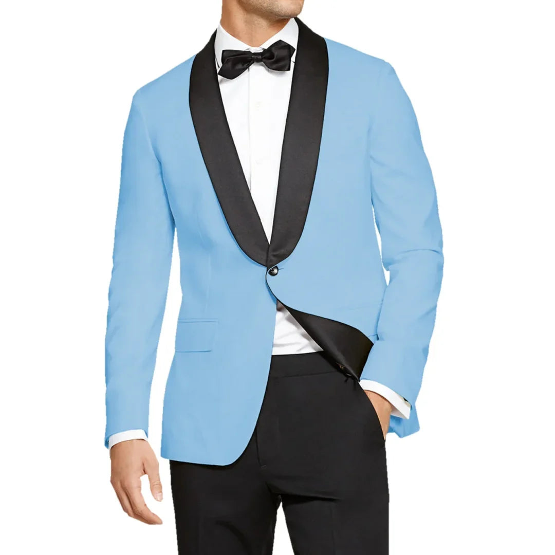 Men Suit 2 Pieces White With Black Lapel Single Button For Wedding Banquet Birthday Party Prom Business Work Jacket With Pants