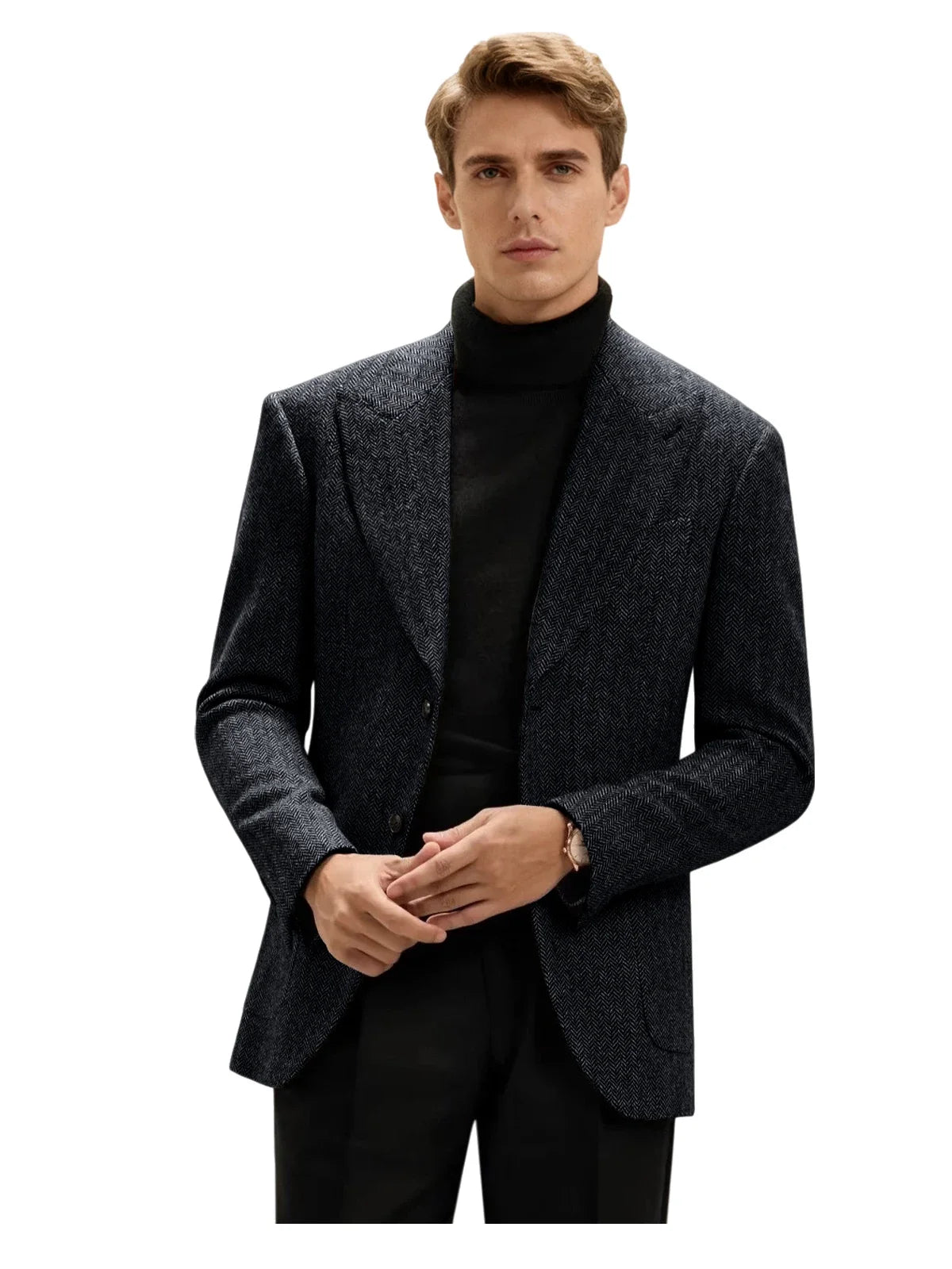 Classic Italian Men's Suit Jacket, Single Breasted, Autumn Winter Retro Warm Suit Men Herringbone Business Casual Men's Clothing