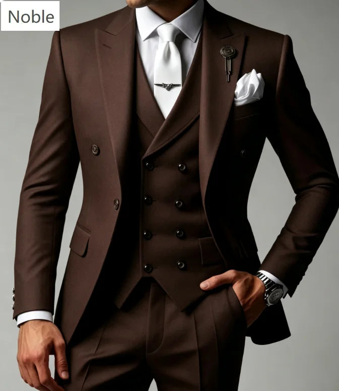 Elegant White Men Wedding Suit 3 Pieces Double Breasted Blazer Vest Pants Set Formal Business Prom Groom Outfit Customized