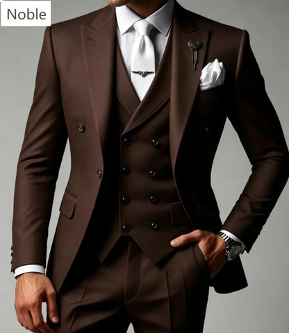 Elegant White Men Wedding Suit 3 Pieces Double Breasted Blazer Vest Pants Set Formal Business Prom Groom Outfit Customized