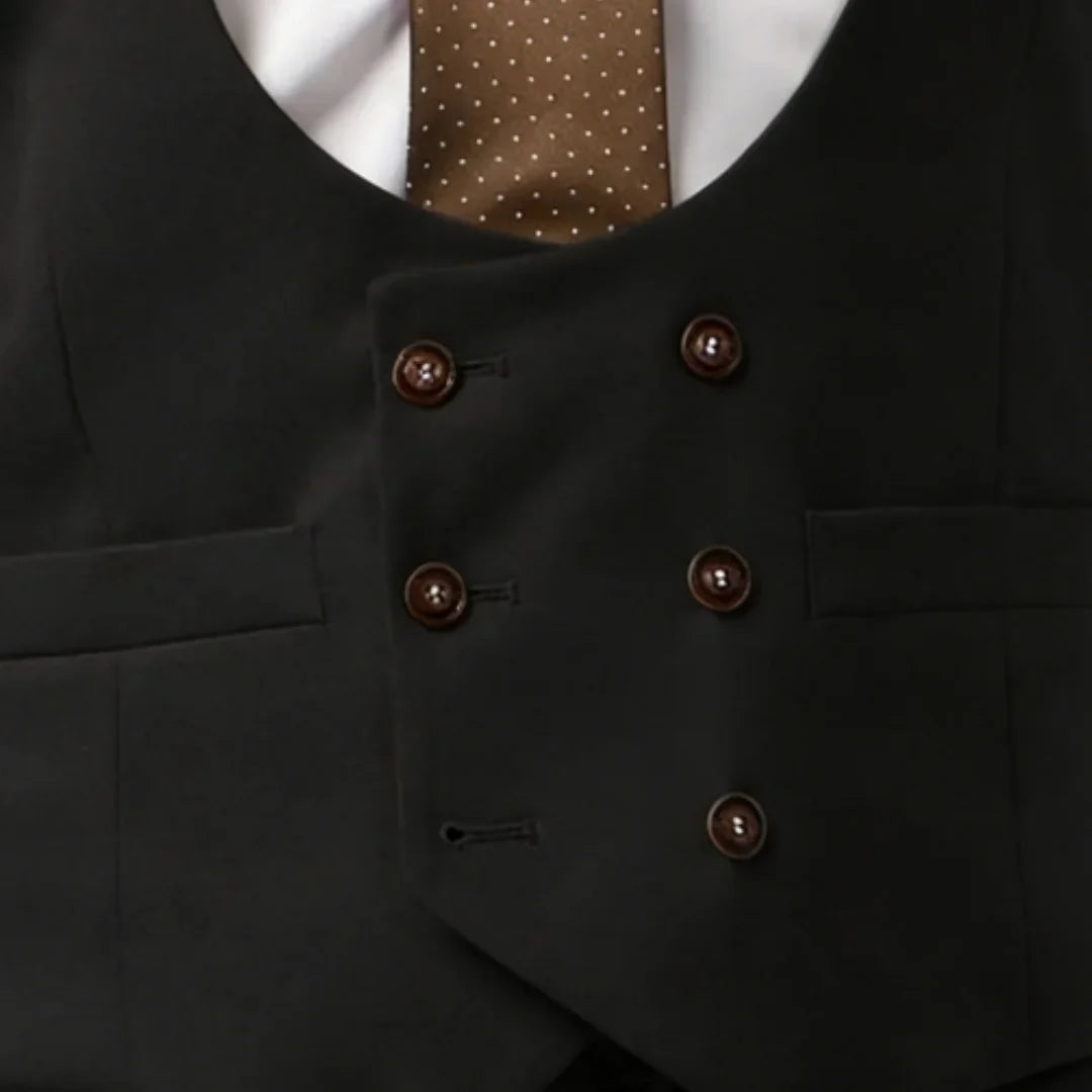 Men Vest Double Breasted with Pocket Solid Waistcoat for Wedding Business Formal Occasions