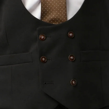 Men Vest Double Breasted with Pocket Solid Waistcoat for Wedding Business Formal Occasions