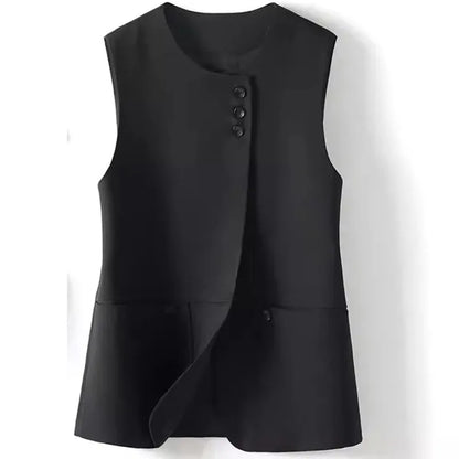 Ladies Casual Fashion Blazers Vest Coat Spring Autumn Female Cardigan Sleeveless Jacket Korean Women With Lining Suit Waistcoat