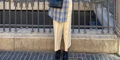 Spring Autumn 2024 British Style Women's Long Sleeve Loose Casual Plaid Jacket Elegant Outerwear Top Trendy Commute Wind