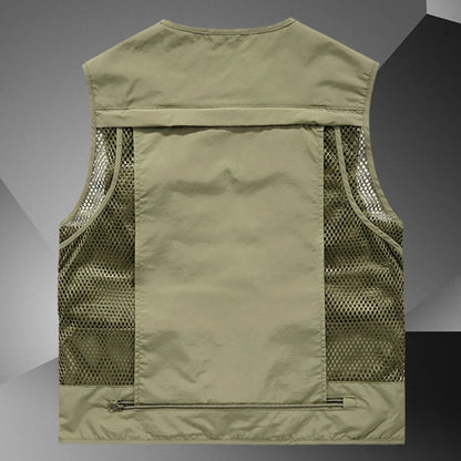 Men's Tactical Vest – Formal Workwear Sleeveless Waistcoat for Men – Multi-Pocket, All Seasons