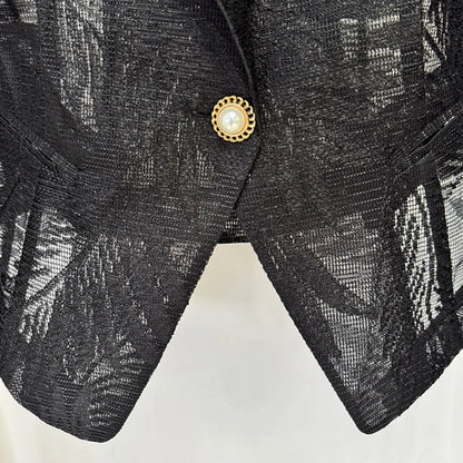 2026 Spring New Women Blazer Sheer Mesh Embroidery Waist Cinching Slim Fit Single Button Elegant Sexy Luxury Jacket HK18562