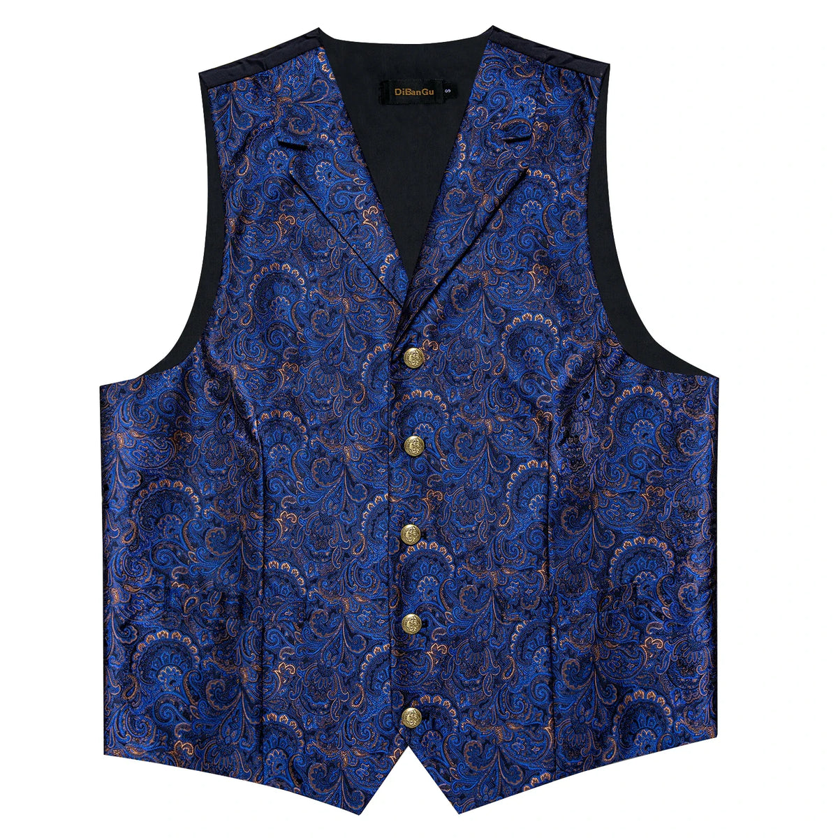 Men's Paisley Suit Vest – Single-Breasted Waistcoat with Tie, Handkerchief & Cufflinks for Weddings & Banquets