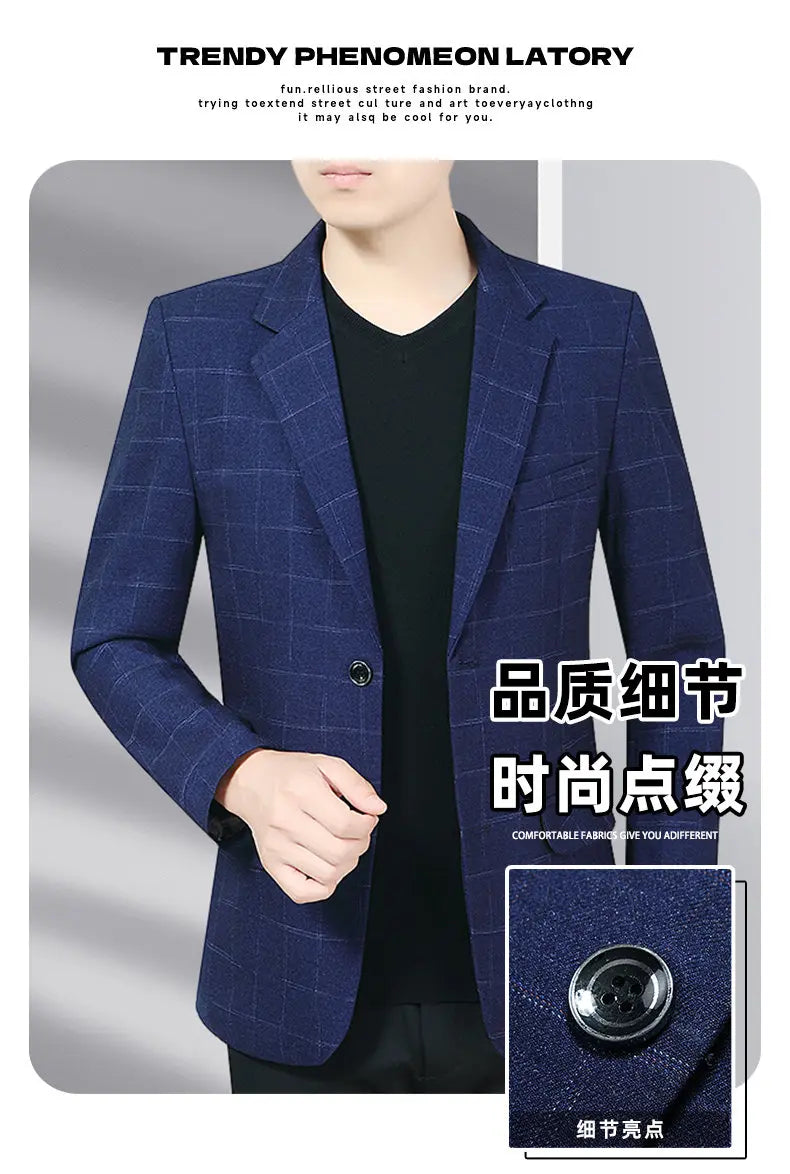 Blazer Men's Business Gentleman Wedding Fashionable Solid Color Best Man, Slimming and Casual Middle-aged and Elderly Blazer
