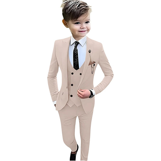 Boys 4-Piece Formal Suit Set – Kids Wedding & Prom Tuxedo with Jacket, Vest, Pants & Tie