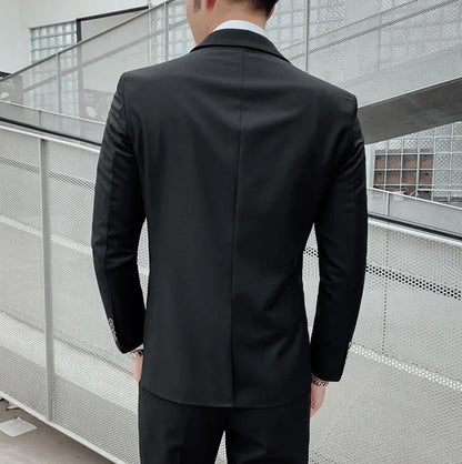 Men's 3-Piece Suit Slim Fit Blazer Vest Pants Set Business Formal Wedding