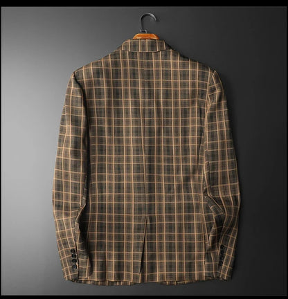 2025 Spring Classic Checkered Suit Jacket Men High End Business Casual Blazers Streetwear Social Wedding Groom Dress Blazer