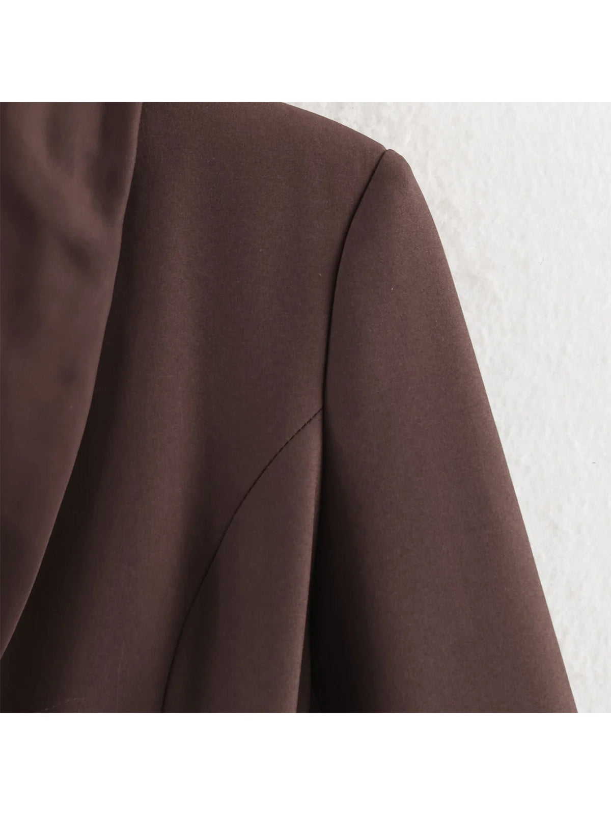 Women Brown Blazer Jacket Y2k 2000s Vintage Bandage Suit Coat Long Sleeve Double Breasted Oversize Outerwear Spring Autumn 2026