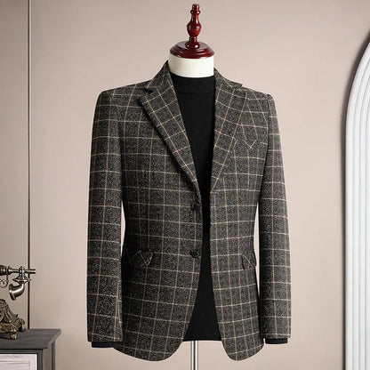 Men's Blazer Single Breasted Casual Business Jacket — Black & Coffee Brown