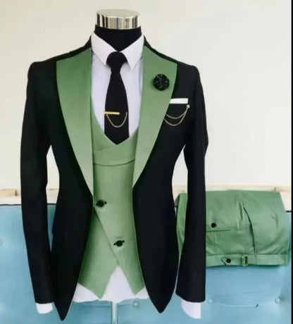 Costume de mariage 3 pièces pour homme – Veste, gilet et pantalon – Coupe ajustée – Tuxedo pour garçons d'honneur, costume pour adultes, pour les fêtes de mariage estivales à la plage