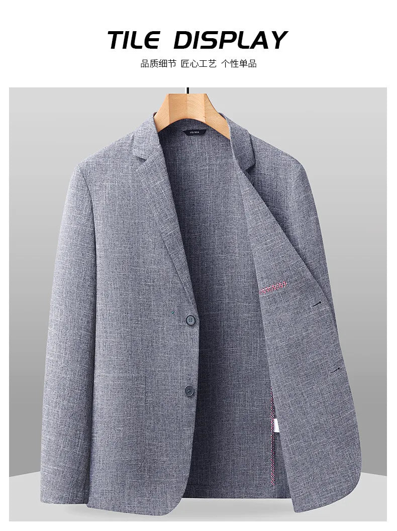Blazer Summer Men's Fashion Gentleman Korean Version Trendy Performance Banquet Host Casual Ice Silk Sun-protective Clothing