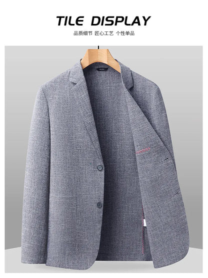 Blazer Summer Men's Fashion Gentleman Korean Version Trendy Performance Banquet Host Casual Ice Silk Sun-protective Clothing