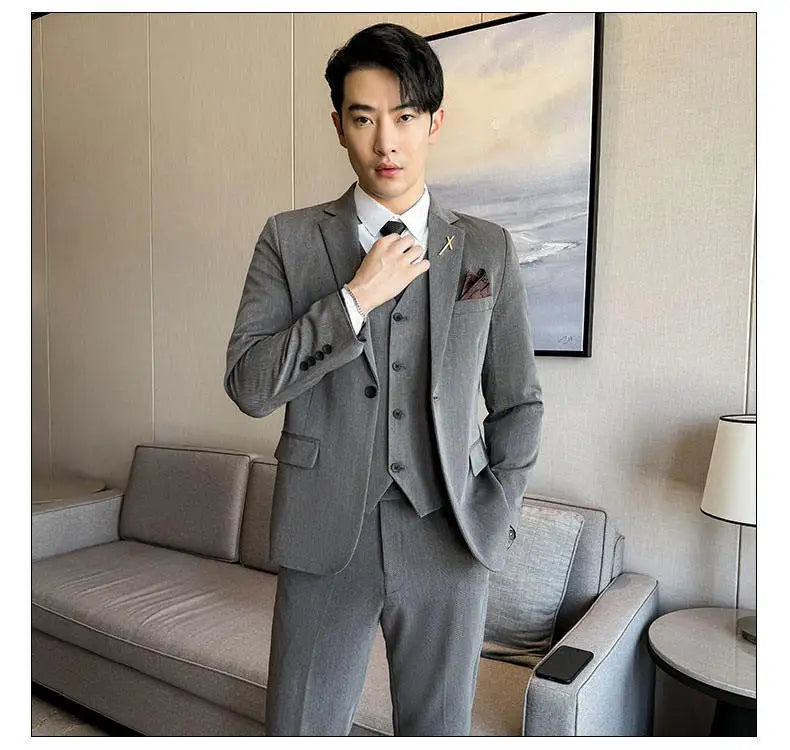 Men's 3-Piece Suit – Blazer, Vest & Trousers | Smart Casual Business & Wedding Suit